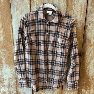 J.Crew Woman Beige New Flanel Button-Up Shirt Size Extra Small